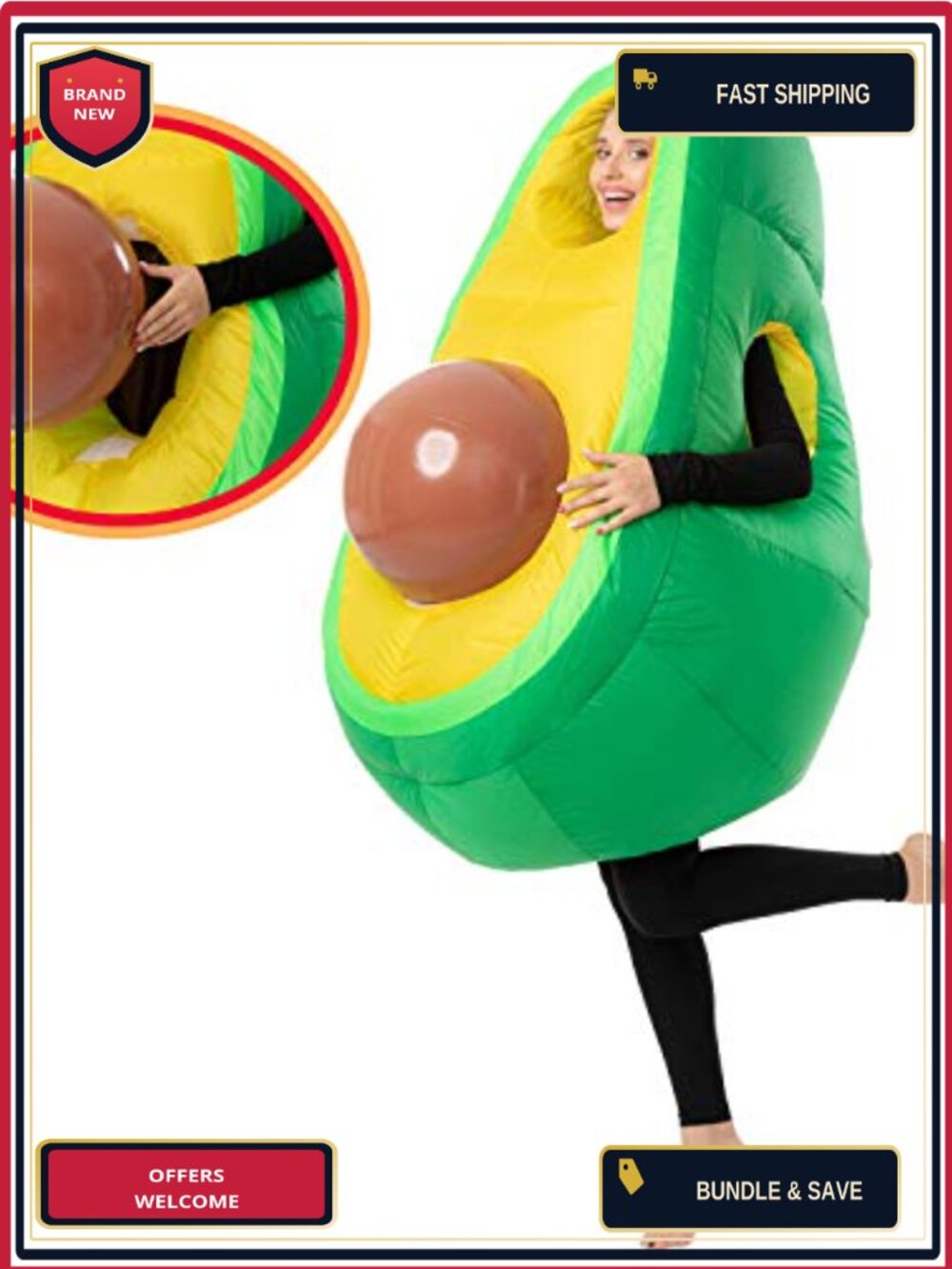Adult Inflatable Avocado Costume Full Body Suit Halloween Party Fancy Dress